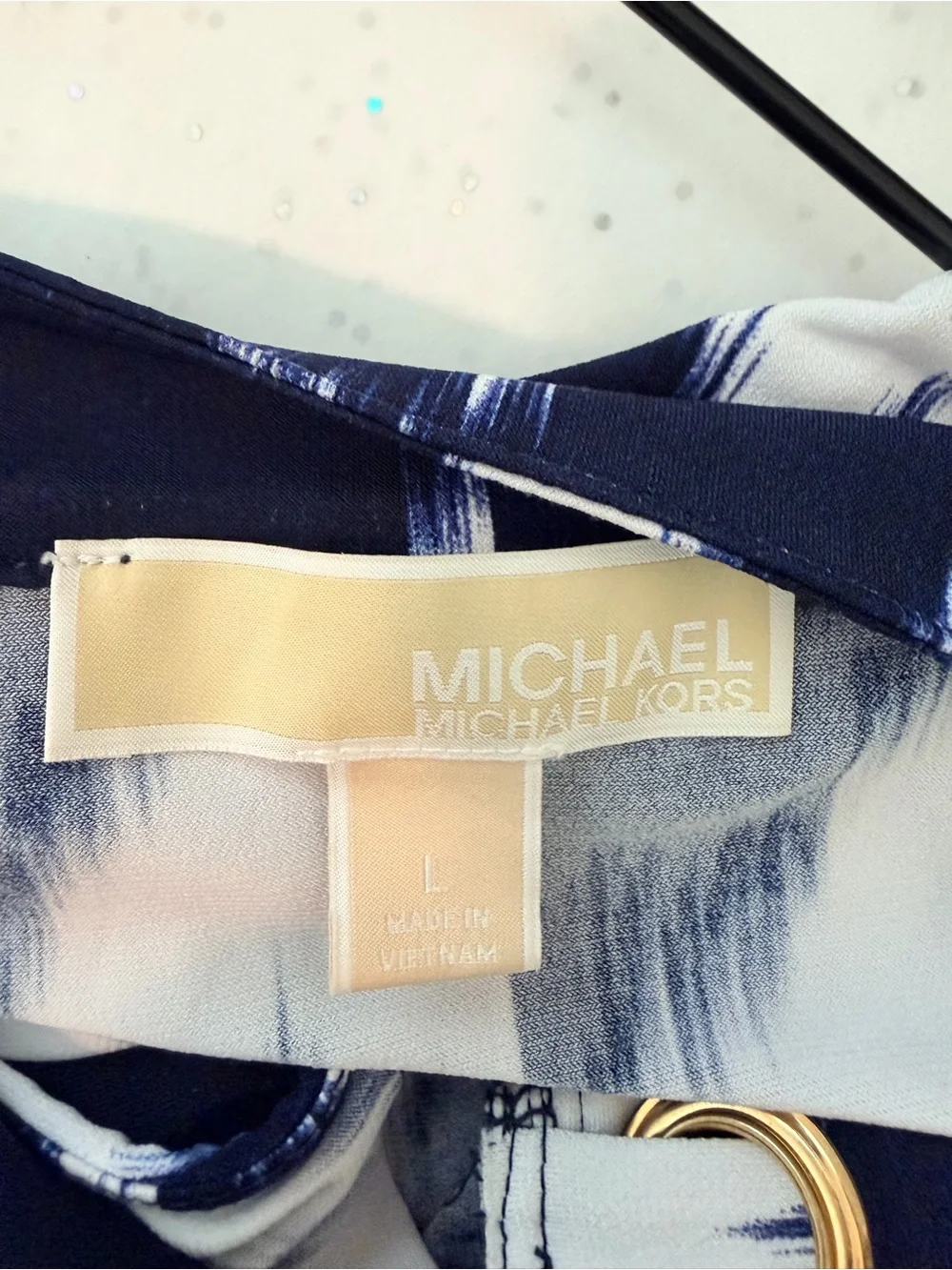 Michael Kors Navy & White Lace-Up Ikat Dress